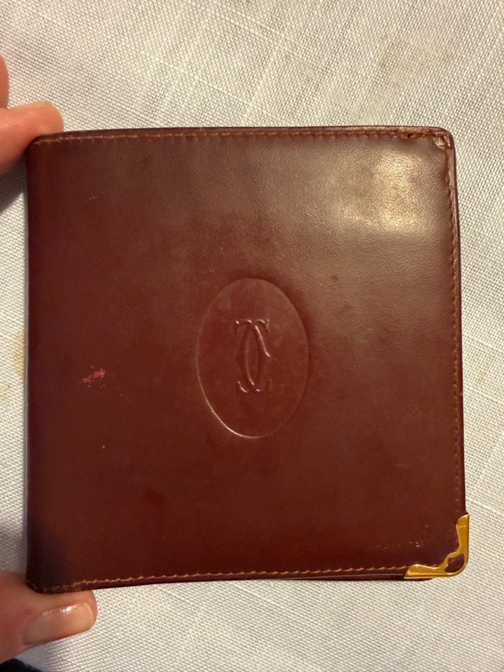 Cartier Leather Bifold Wallet with Gold Corner